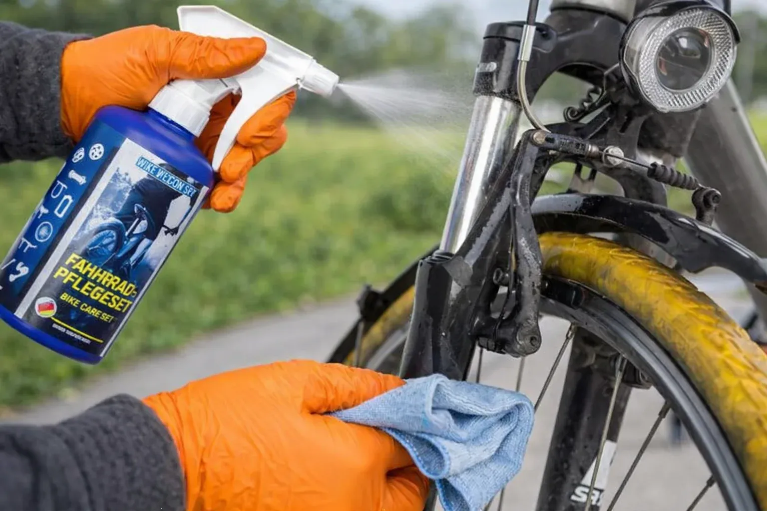 Kit de nettoyage vélo avec produits écologiques
